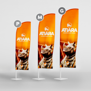 Wind Banner P Tecido Poliester 160x60cm    Haste e Base